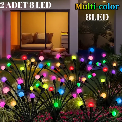 Güneş Enerjili 8 Ledli Dekoratif Solar Bahçe Lambası  Çok  renkli  2'Li Paket