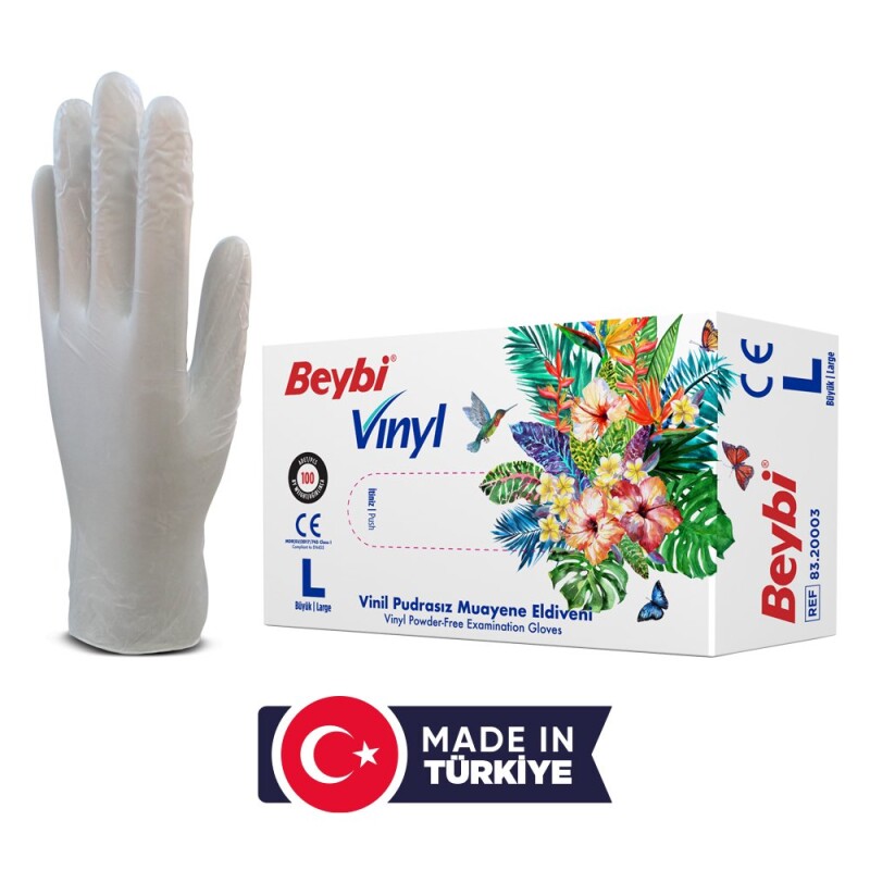 Beybi  Vinil Pudrasız Muayene Eldiven MDR 100'lük Kutu