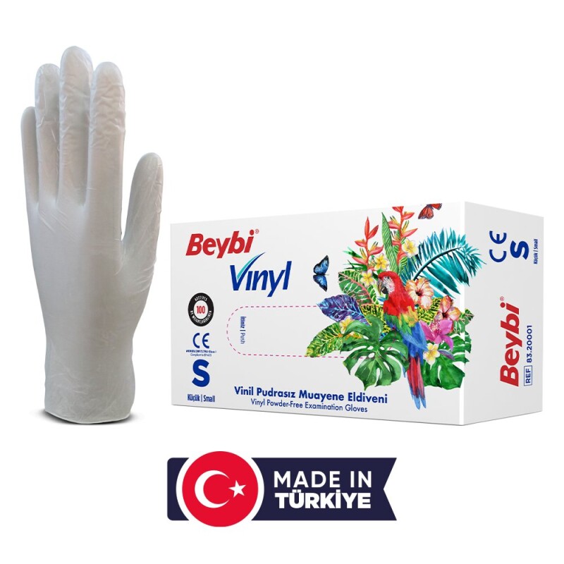 Beybi  Vinil Pudrasız Muayene Eldiven MDR 100'lük Kutu